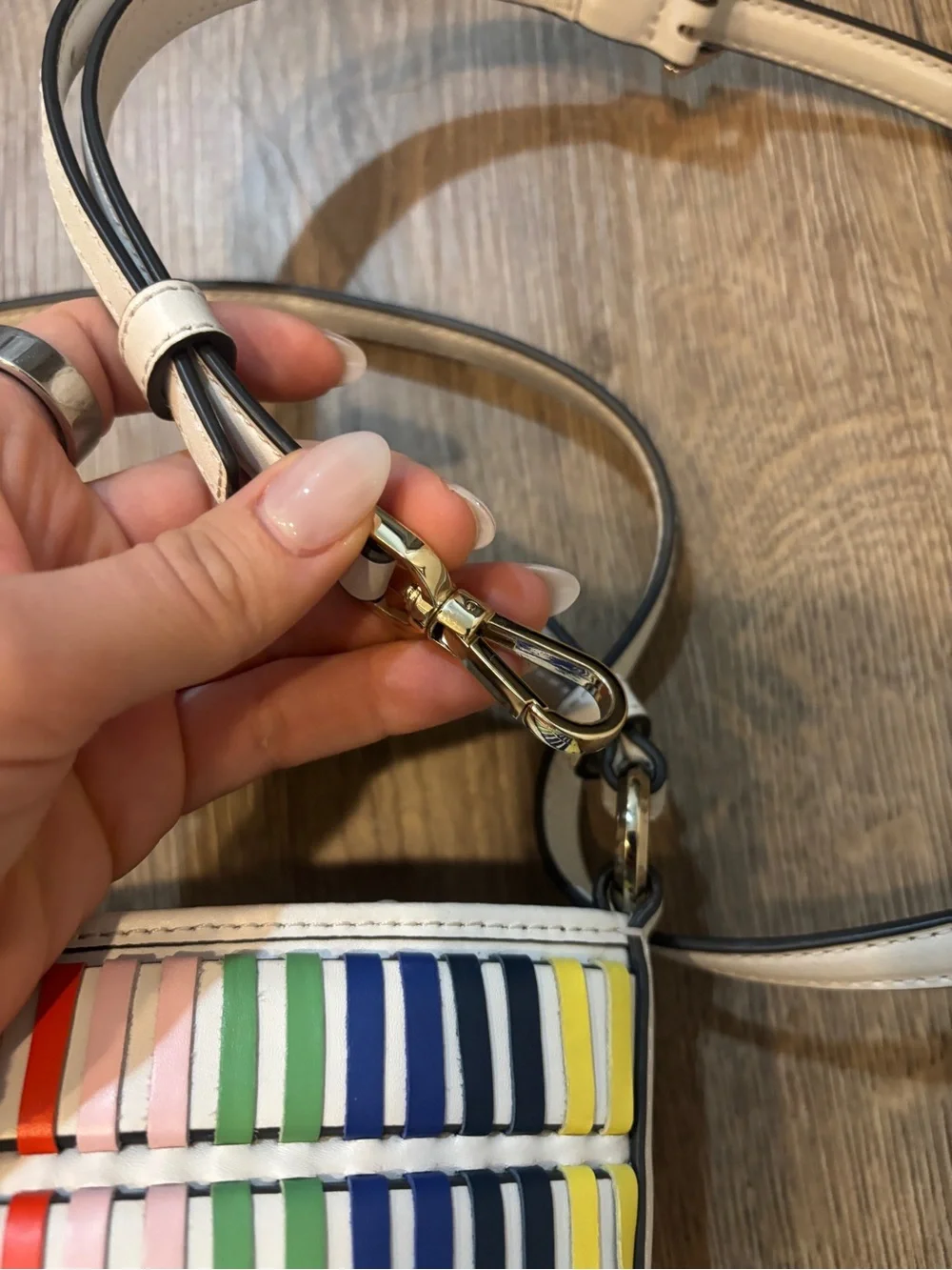 Kate Spade Pippa Woven Multi Small Bucket Bag colorful leather purse